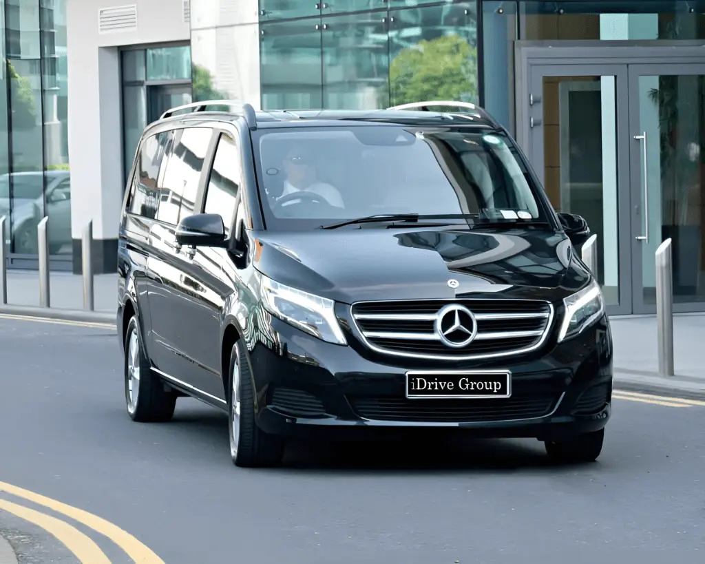 Mercedes V-Class driven by professional iDrive Group chauffeur, ideal for group transport and executive travel in Ireland